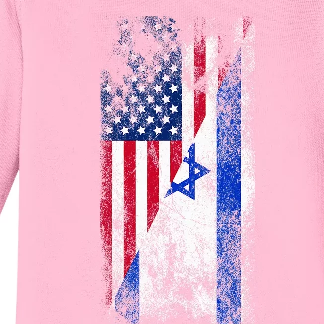 USA and Israel Flags Show Your Patriotism and Support Baby Long Sleeve Bodysuit