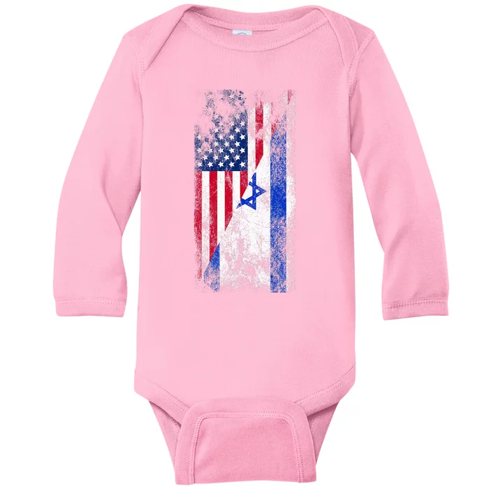 USA and Israel Flags Show Your Patriotism and Support Baby Long Sleeve Bodysuit