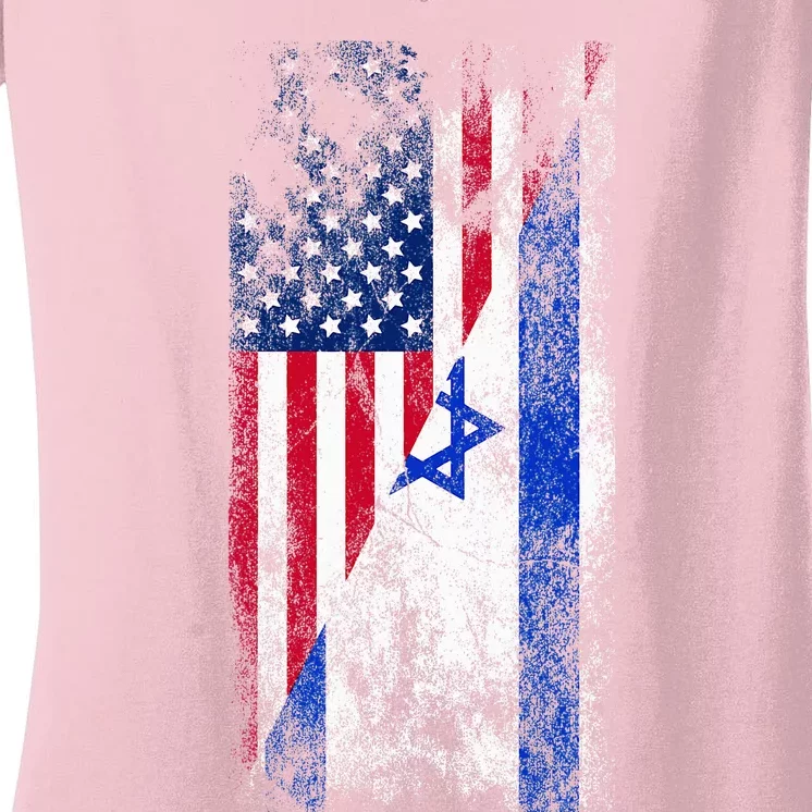 USA and Israel Flags Show Your Patriotism and Support Women's V-Neck T-Shirt