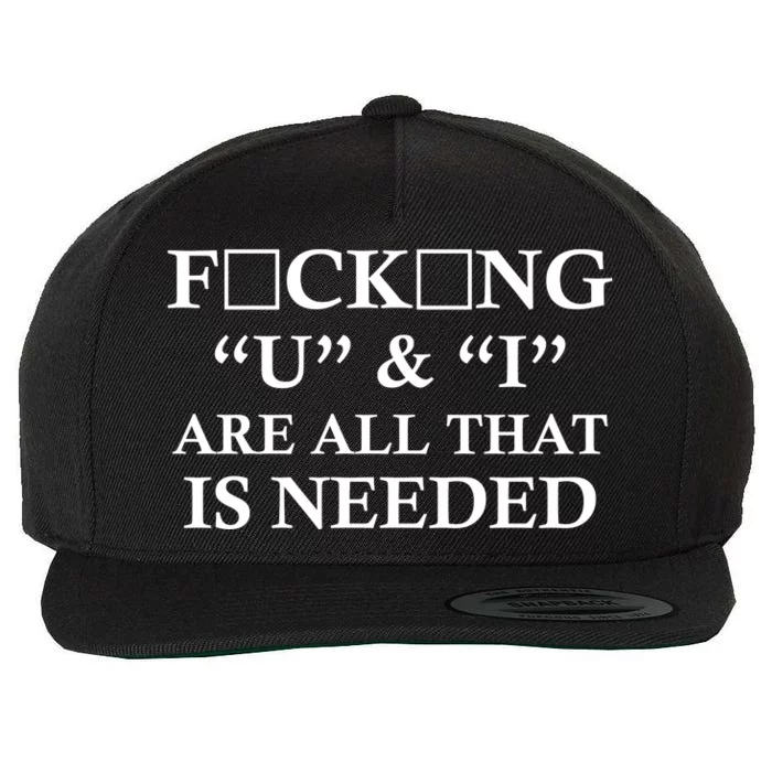 U And I Are All That Is Needed Funny WordPlay Swearing College Party Wool Snapback Cap