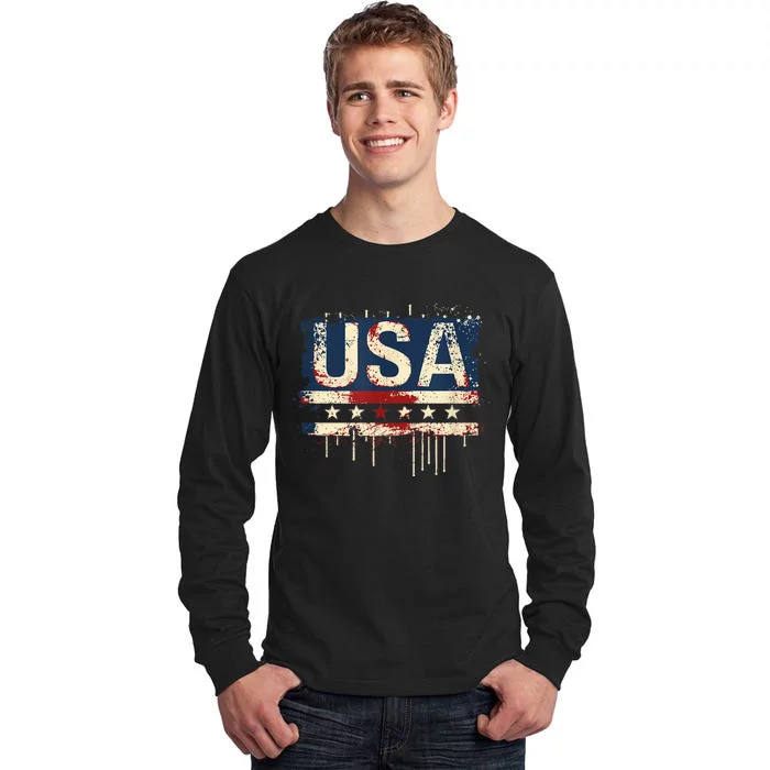 Usa American Independence Day Flag For Patriots Tall Long Sleeve T-Shirt