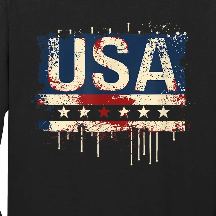 Usa American Independence Day Flag For Patriots Tall Long Sleeve T-Shirt