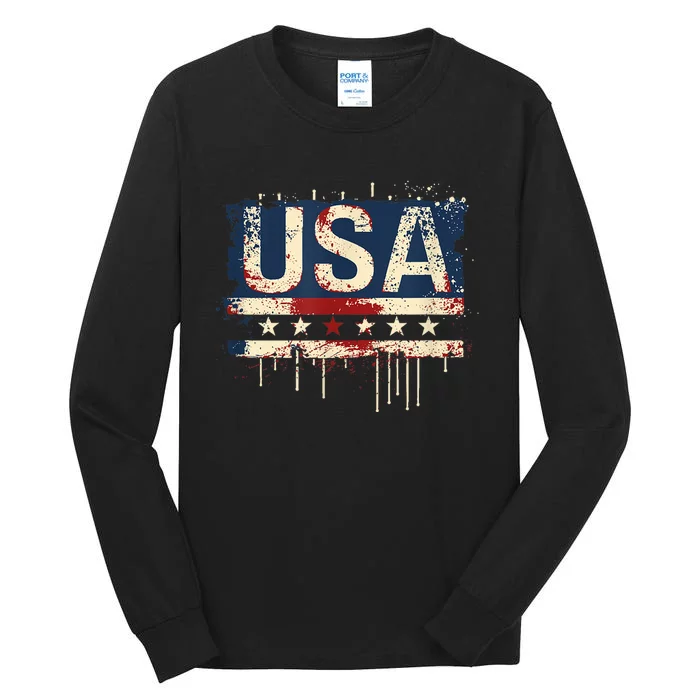 Usa American Independence Day Flag For Patriots Tall Long Sleeve T-Shirt