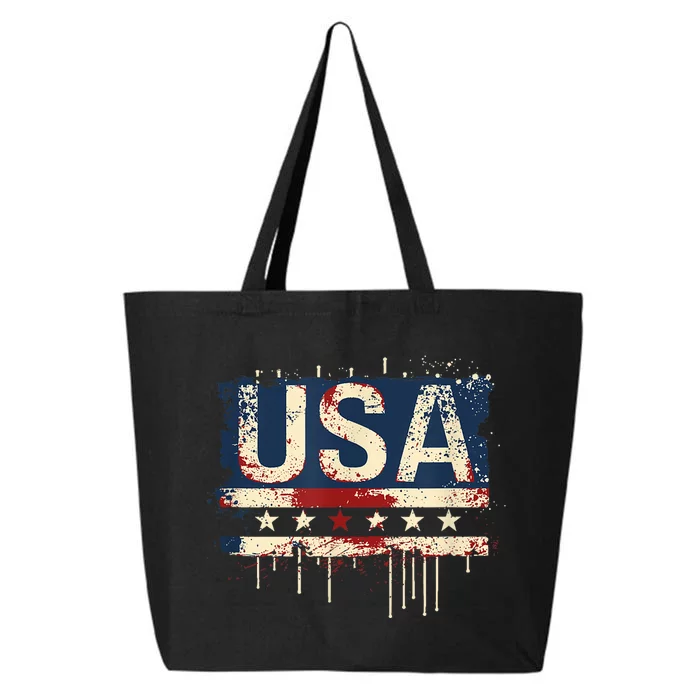 Usa American Independence Day Flag For Patriots 25L Jumbo Tote