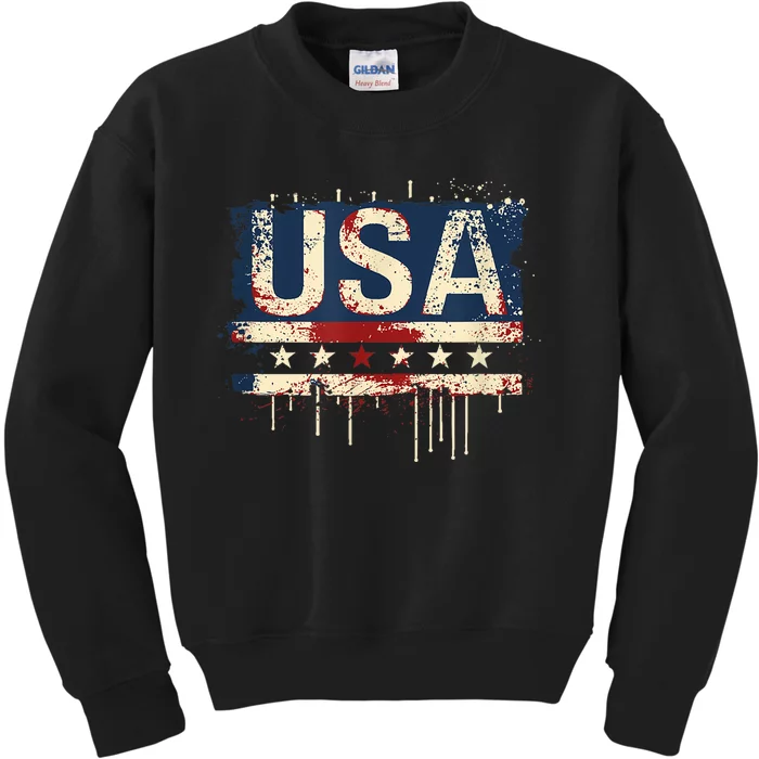 Usa American Independence Day Flag For Patriots Kids Sweatshirt