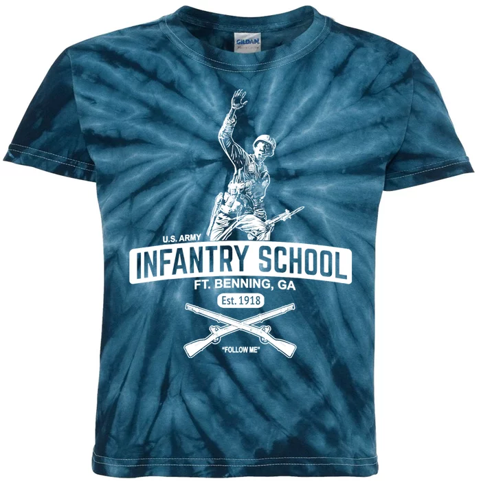 U.S Army Infantry School Fort Benning Ga Est 1918 Kids Tie-Dye T-Shirt