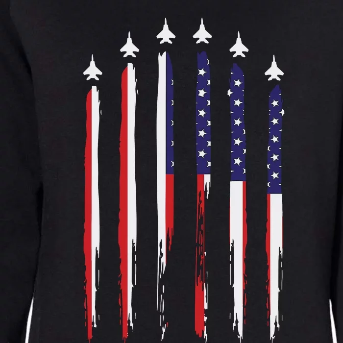 USA Airplane Jet Fighter 4th American Flag Of July Patriotic Womens California Wash Sweatshirt