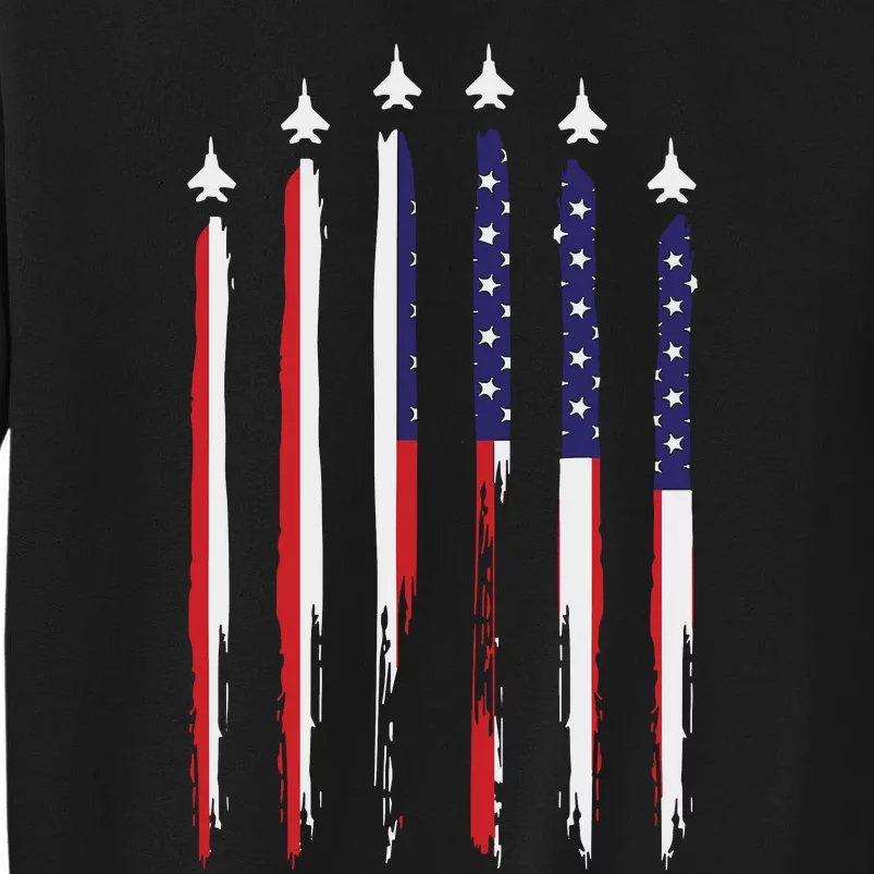 USA Airplane Jet Fighter 4th American Flag Of July Patriotic Tall Sweatshirt