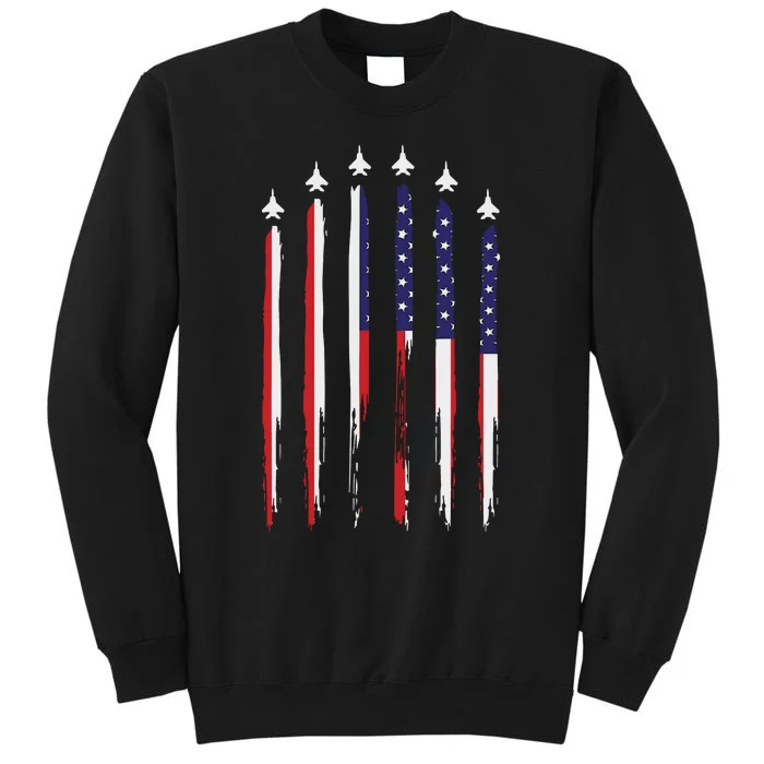 USA Airplane Jet Fighter 4th American Flag Of July Patriotic Tall Sweatshirt