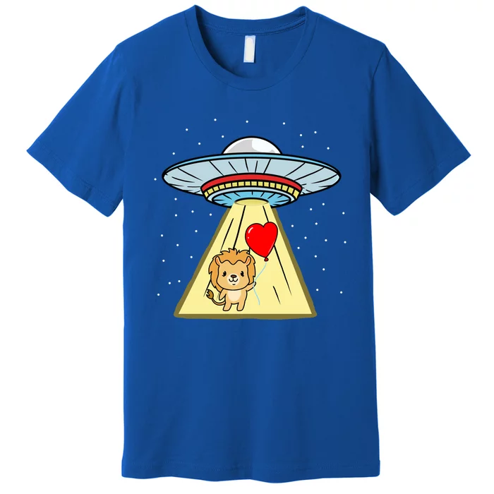 Ufo Abduction Lion Valentines Day Gift Premium T-Shirt