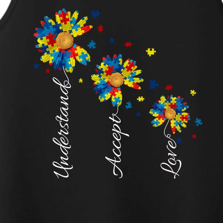 Understand Accept Love Autism Sunflower Performance Tank