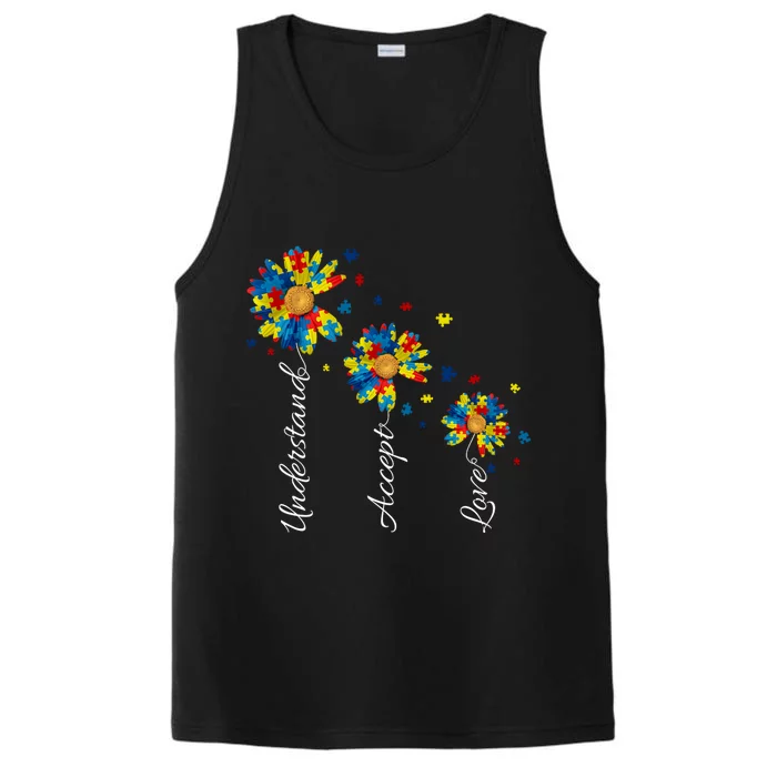 Understand Accept Love Autism Sunflower Performance Tank