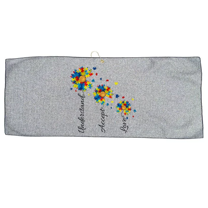 Understand Accept Love Autism Sunflower Large Microfiber Waffle Golf Towel