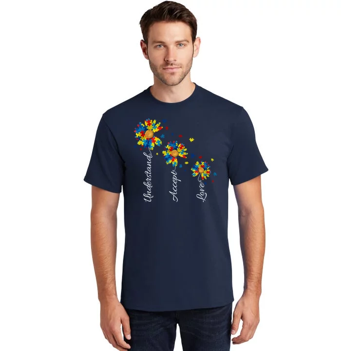 Understand Accept Love Autism Sunflower Tall T-Shirt