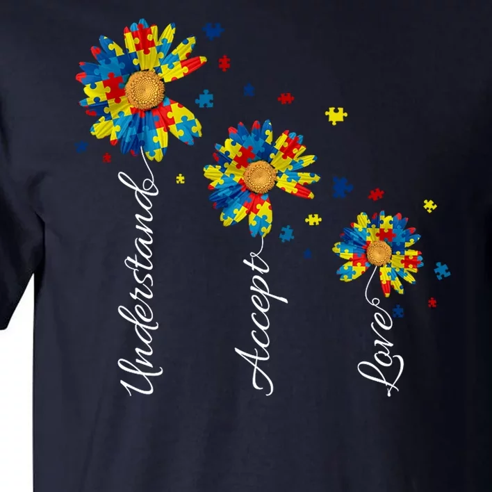 Understand Accept Love Autism Sunflower Tall T-Shirt