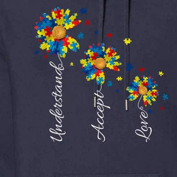 Understand Accept Love Autism Sunflower Premium Hoodie