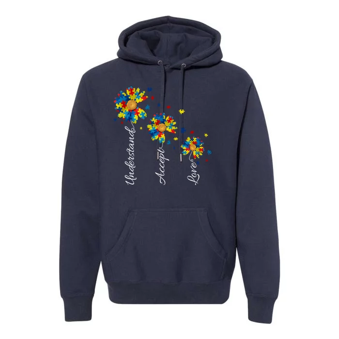 Understand Accept Love Autism Sunflower Premium Hoodie