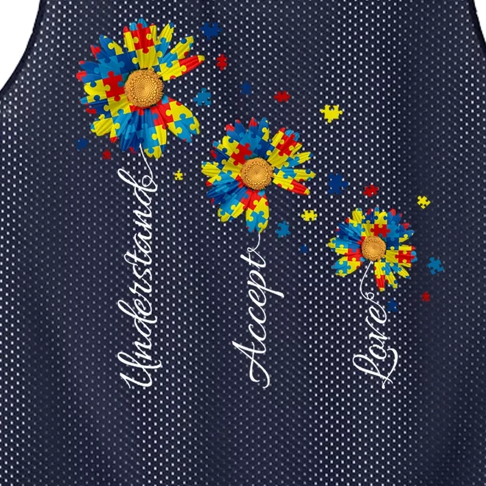 Understand Accept Love Autism Sunflower Mesh Reversible Basketball Jersey Tank