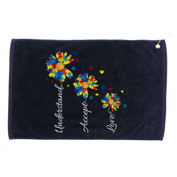 Understand Accept Love Autism Sunflower Grommeted Golf Towel