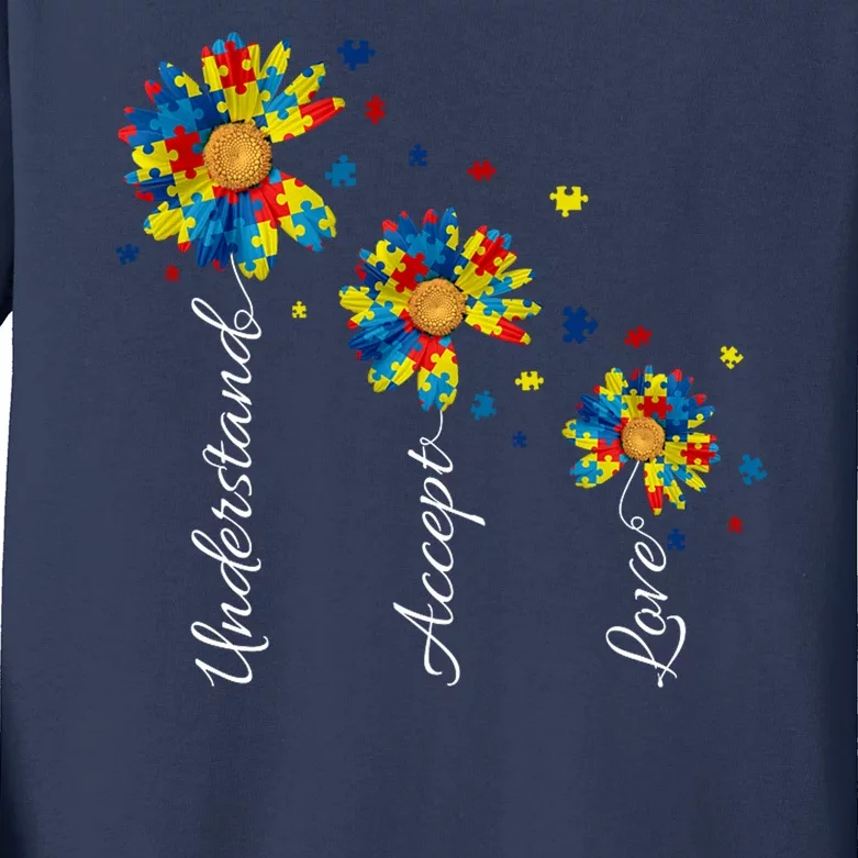 Understand Accept Love Autism Sunflower Kids Long Sleeve Shirt