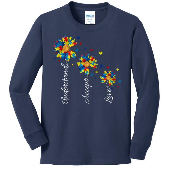 Understand Accept Love Autism Sunflower Kids Long Sleeve Shirt