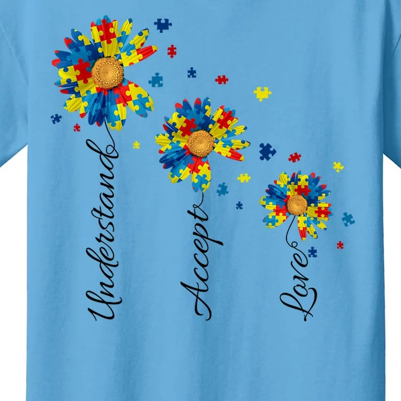 Understand Accept Love Autism Sunflower Kids T-Shirt