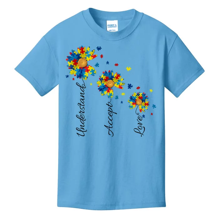 Understand Accept Love Autism Sunflower Kids T-Shirt