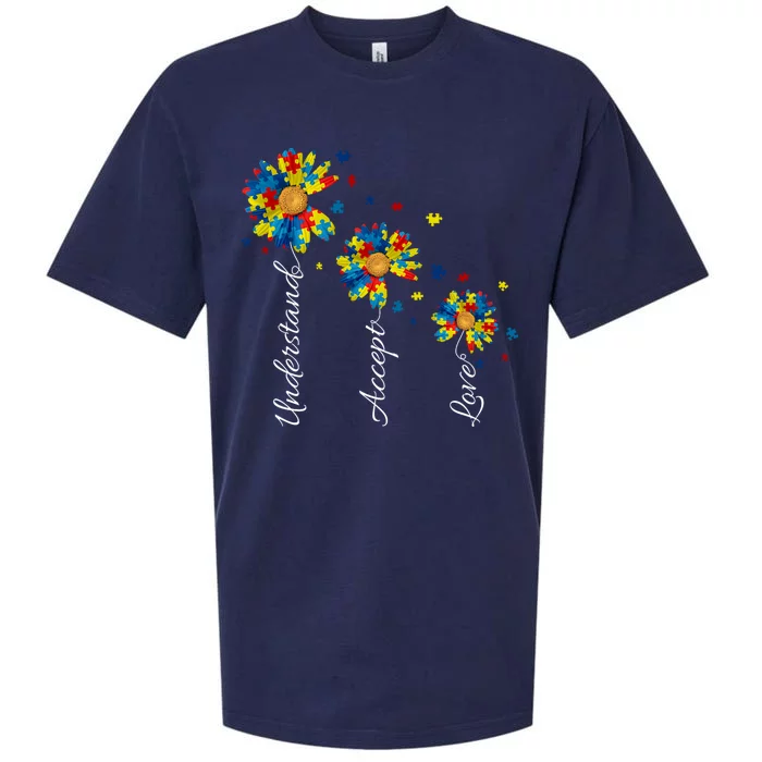 Understand Accept Love Autism Sunflower Sueded Cloud Jersey T-Shirt