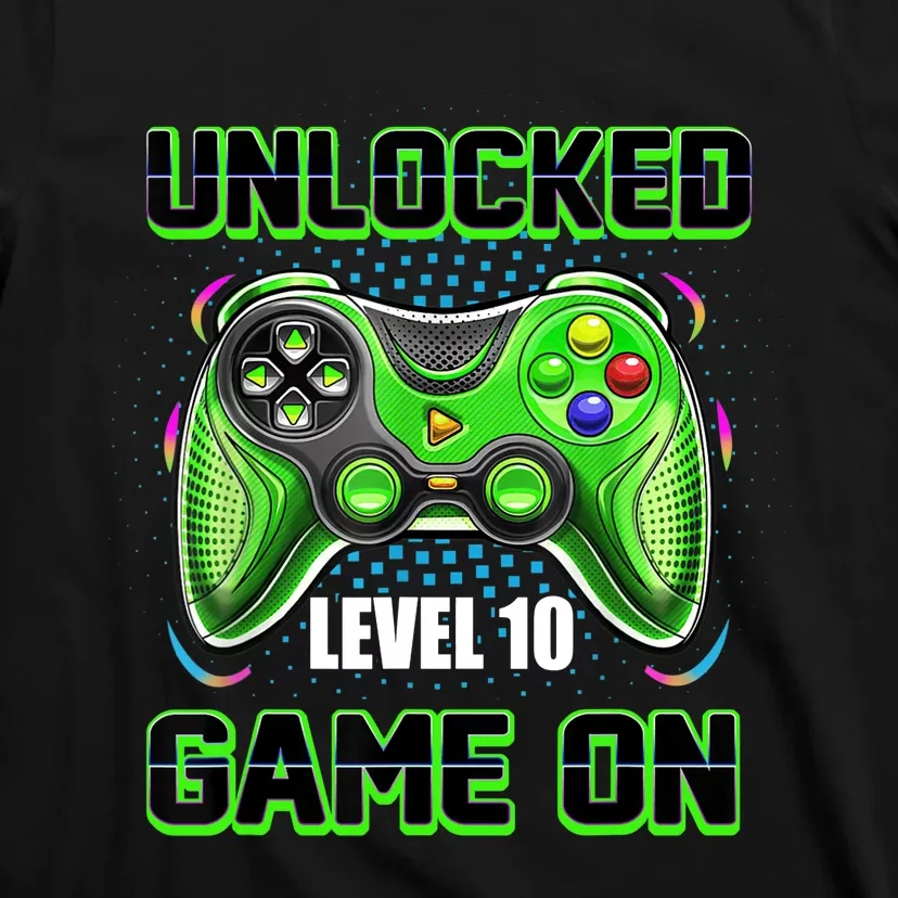 Unlocked Awesome Level 10 Game On Happy 10th Birthday Boy T-Shirt