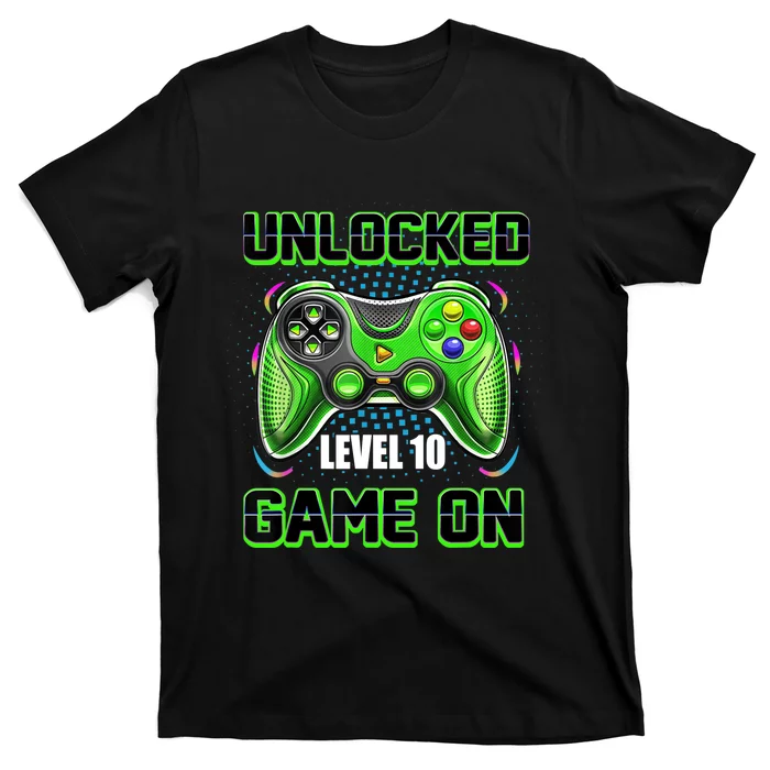 Unlocked Awesome Level 10 Game On Happy 10th Birthday Boy T-Shirt