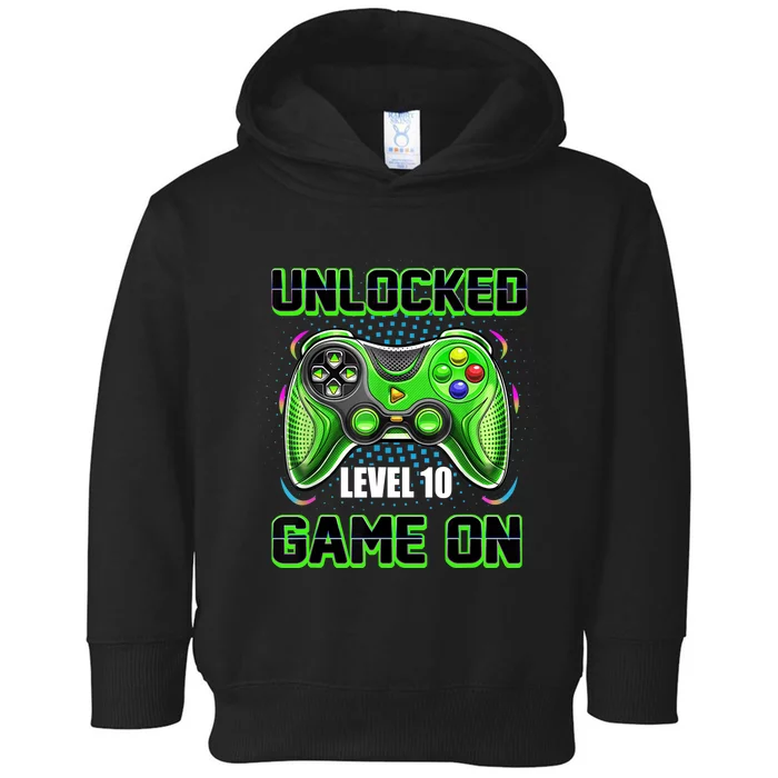 Unlocked Awesome Level 10 Game On Happy 10th Birthday Boy Toddler Hoodie