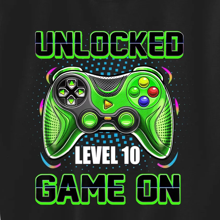 Unlocked Awesome Level 10 Game On Happy 10th Birthday Boy Kids Sweatshirt