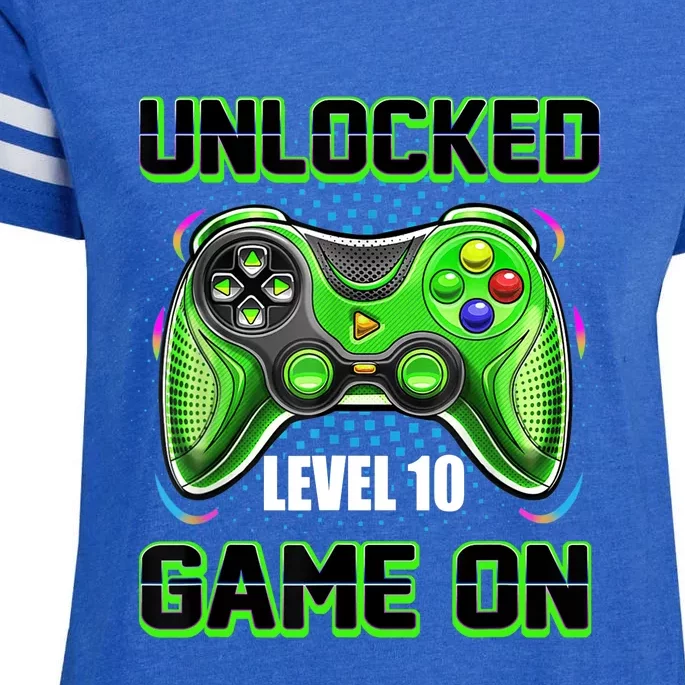 Unlocked Awesome Level 10 Game On Happy 10th Birthday Boy Enza Ladies Jersey Football T-Shirt