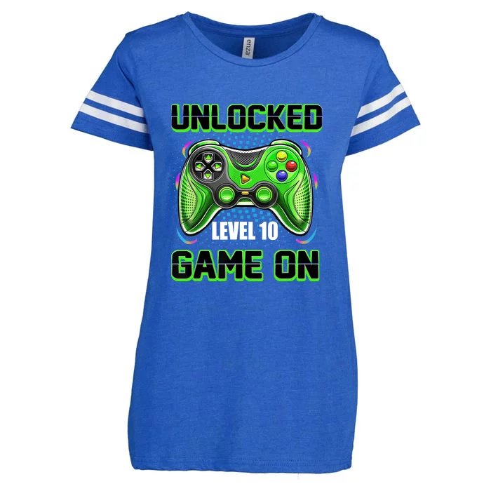 Unlocked Awesome Level 10 Game On Happy 10th Birthday Boy Enza Ladies Jersey Football T-Shirt