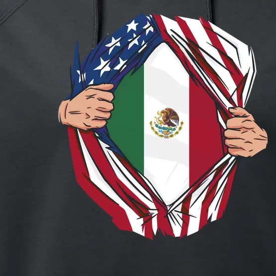 USA And Mexico Flag Performance Fleece Hoodie