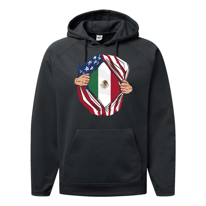 USA And Mexico Flag Performance Fleece Hoodie