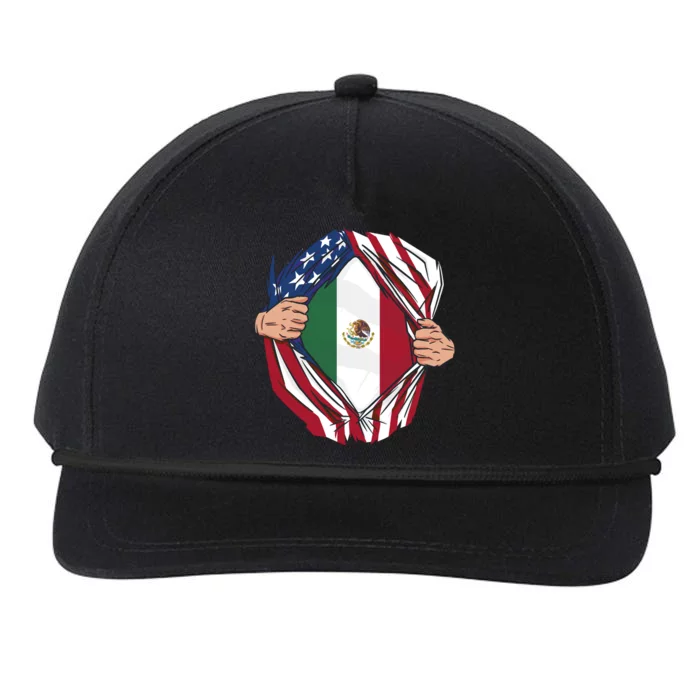 USA And Mexico Flag Snapback Five-Panel Rope Hat