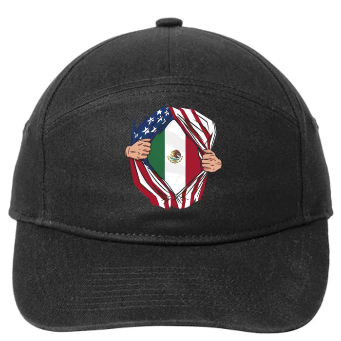 USA And Mexico Flag 7-Panel Snapback Hat