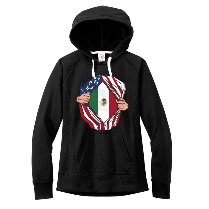 USA And Mexico Flag Women's Fleece Hoodie