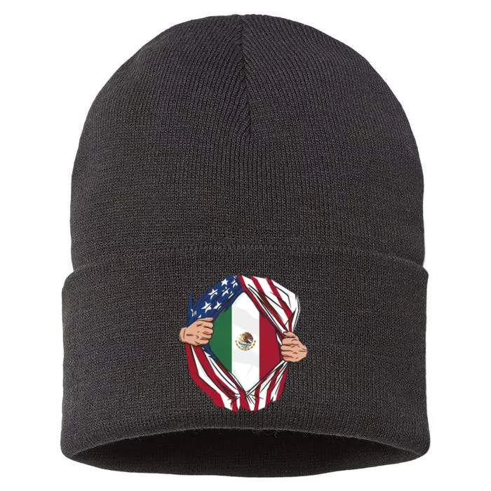 USA And Mexico Flag Sustainable Knit Beanie