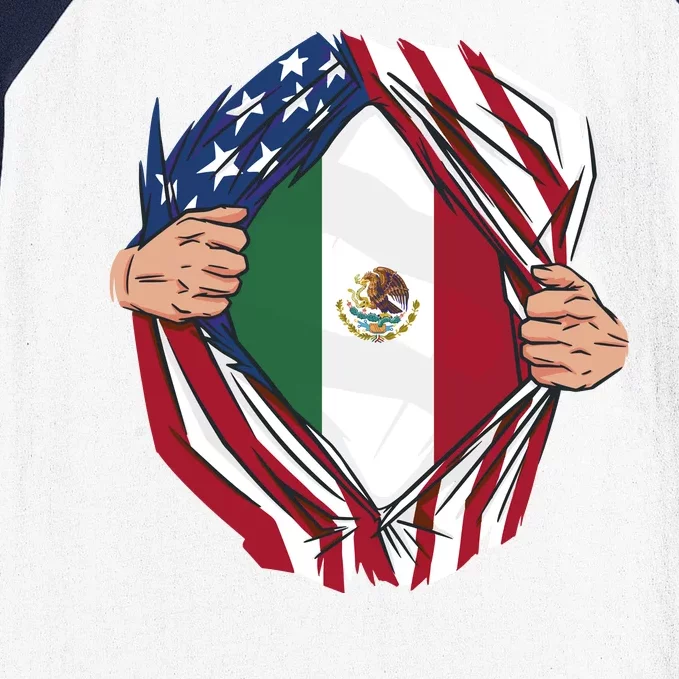 USA And Mexico Flag Baseball Sleeve Shirt