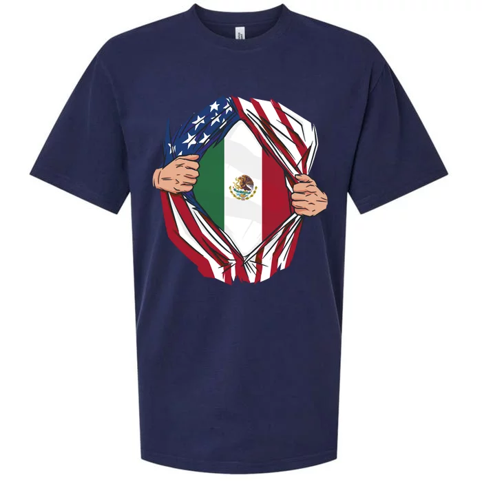 USA And Mexico Flag Sueded Cloud Jersey T-Shirt