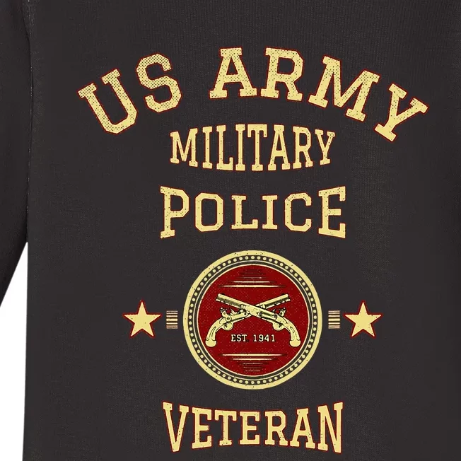 U.S A.R.M.Y Military Police Veteran Police Officer Retirement Baby Long Sleeve Bodysuit