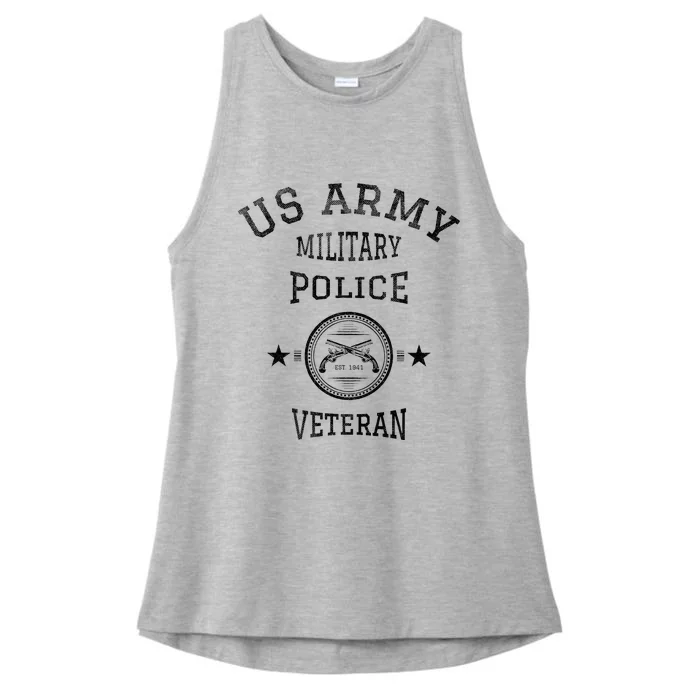 U.S A.R.M.Y Military Police Veteran Retired Police Officer Ladies Tri-Blend Wicking Tank