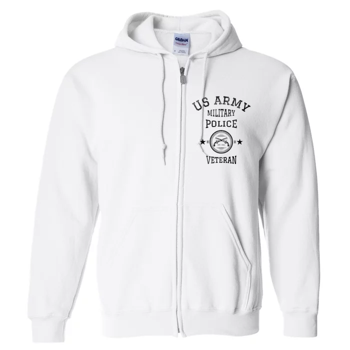 U.S A.R.M.Y Military Police Veteran Retired Police Officer Full Zip Hoodie