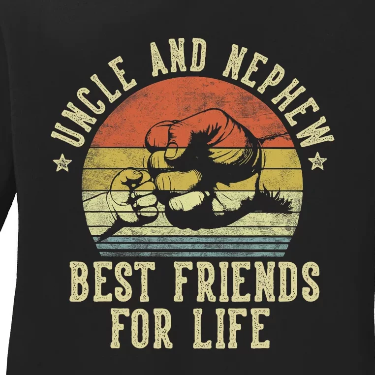 Uncle And Nephew Best Friends For Life Funny Uncle Ladies Long Sleeve Shirt