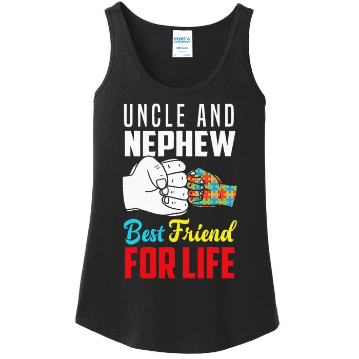 Uncle And Nephew Best Friend For Life Autistic Autism Uncle Ladies Essential Tank