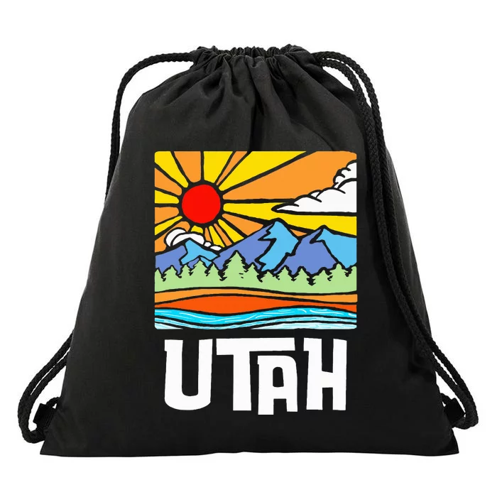 Utah Artistic Nature & Mountains Drawstring Bag