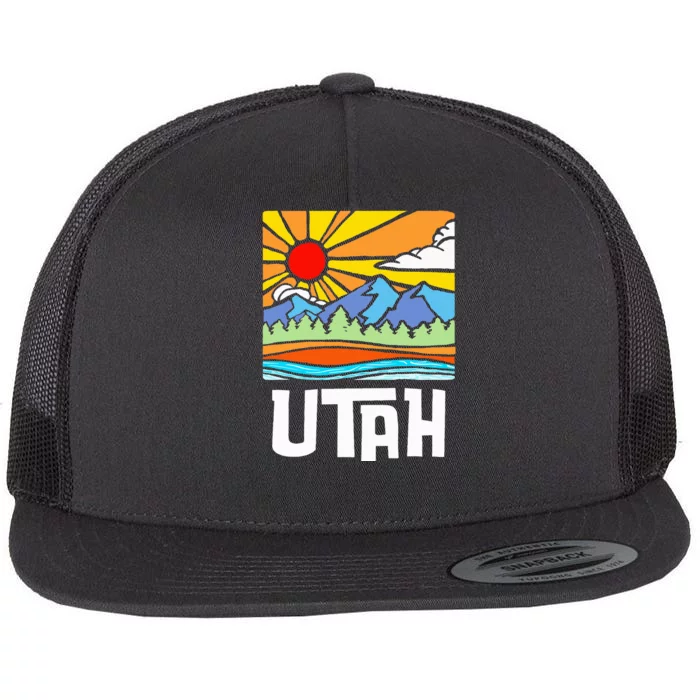 Utah Artistic Nature & Mountains Flat Bill Trucker Hat