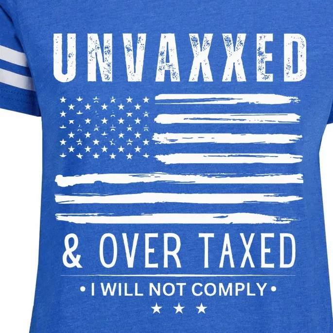 Unvaxxed And Overtaxed Enza Ladies Jersey Football T-Shirt